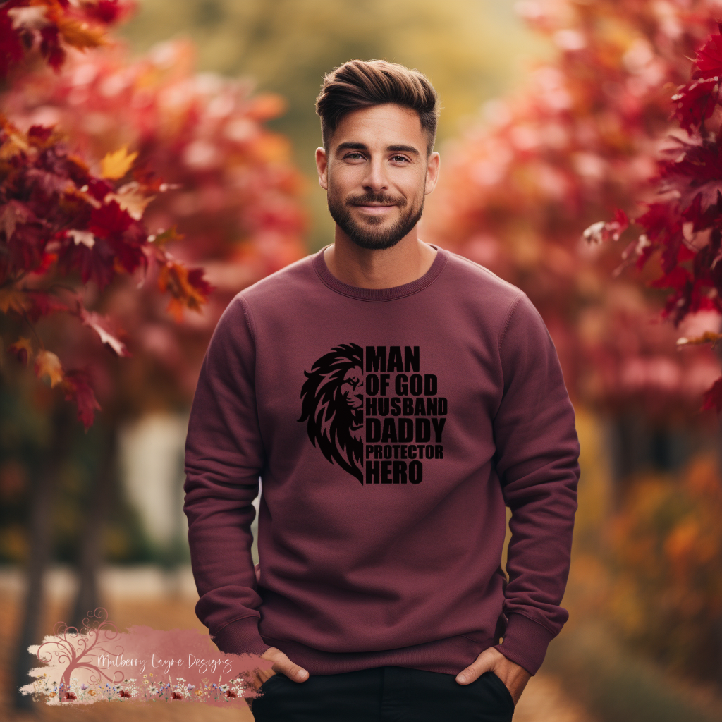 Man Of God Husband Daddy Protector Hero | Christian Sweatshirt