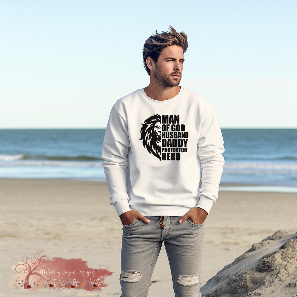 Man Of God Husband Daddy Protector Hero | Christian Sweatshirt