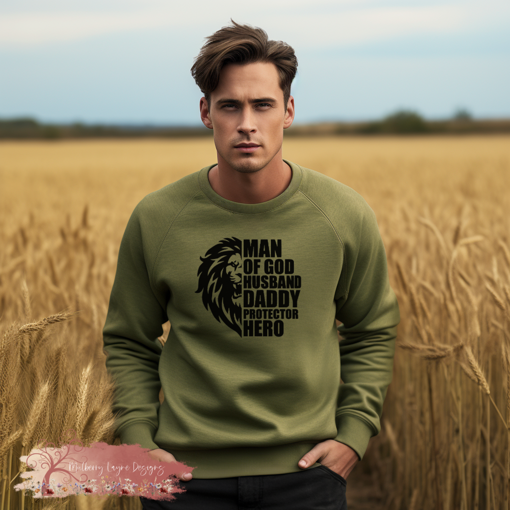 Man Of God Husband Daddy Protector Hero | Christian Sweatshirt