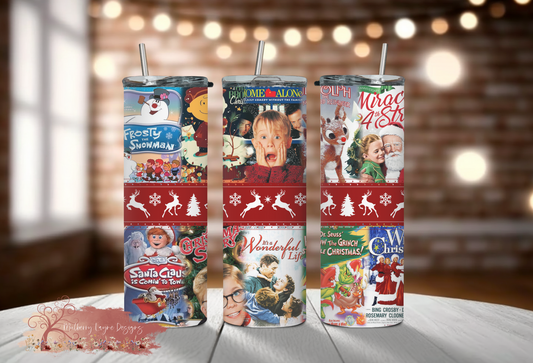 Christmas Movie Collage Skinny Tumbler