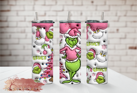 Christmas Grinch Puffed Skinny Tumbler