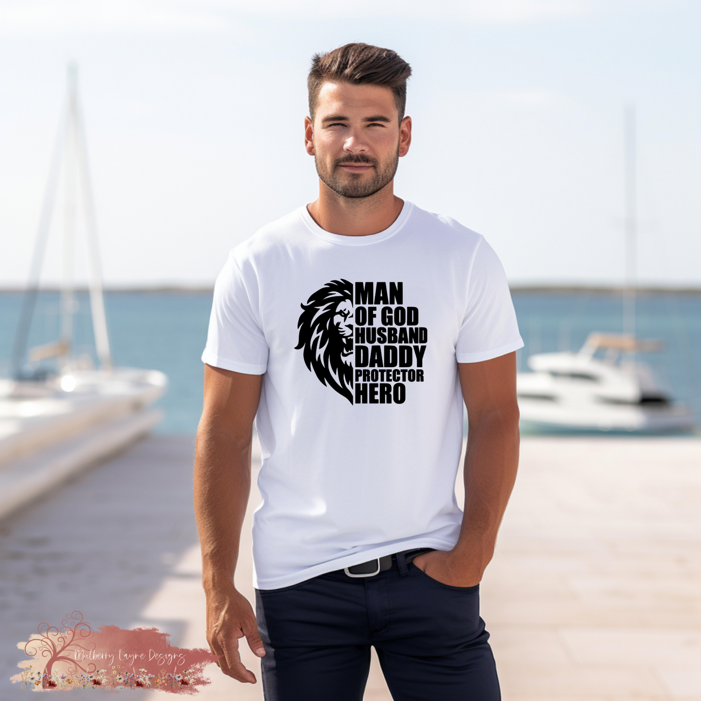 Man Of God Husband Daddy Protector Hero Men’s T-Shirt