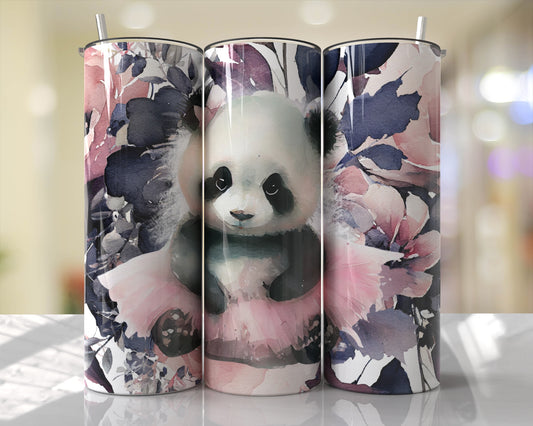 Panda In A Tutu Skinny Tumbler