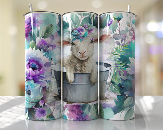 Cute Lamb In A Tub Skinny Tumbler