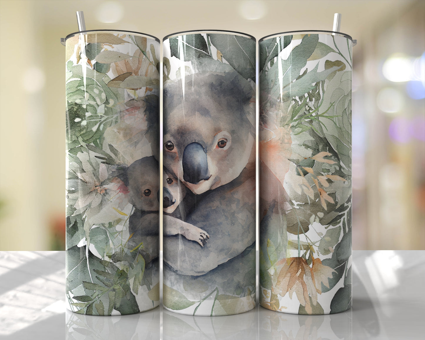 Koala Mom & Baby Skinny Tumbler