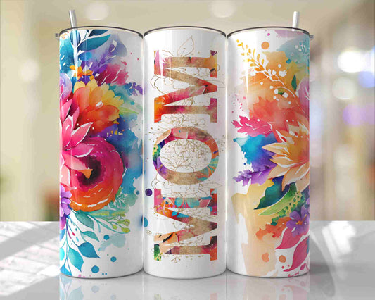 Bright Floral Mom Skinny Tumbler