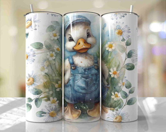 Cute Duck In Denim Overalls Skinny Tumbler