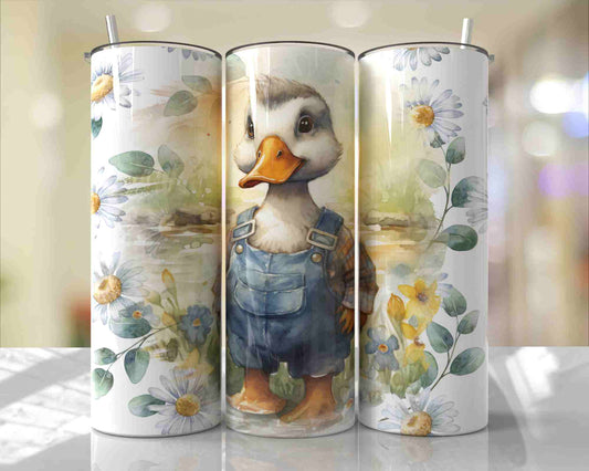 Duck In Denim Overalls Skinny Tumbler