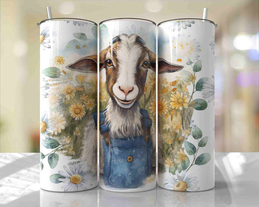 Goat In Denim Overalls Skinny Tumbler