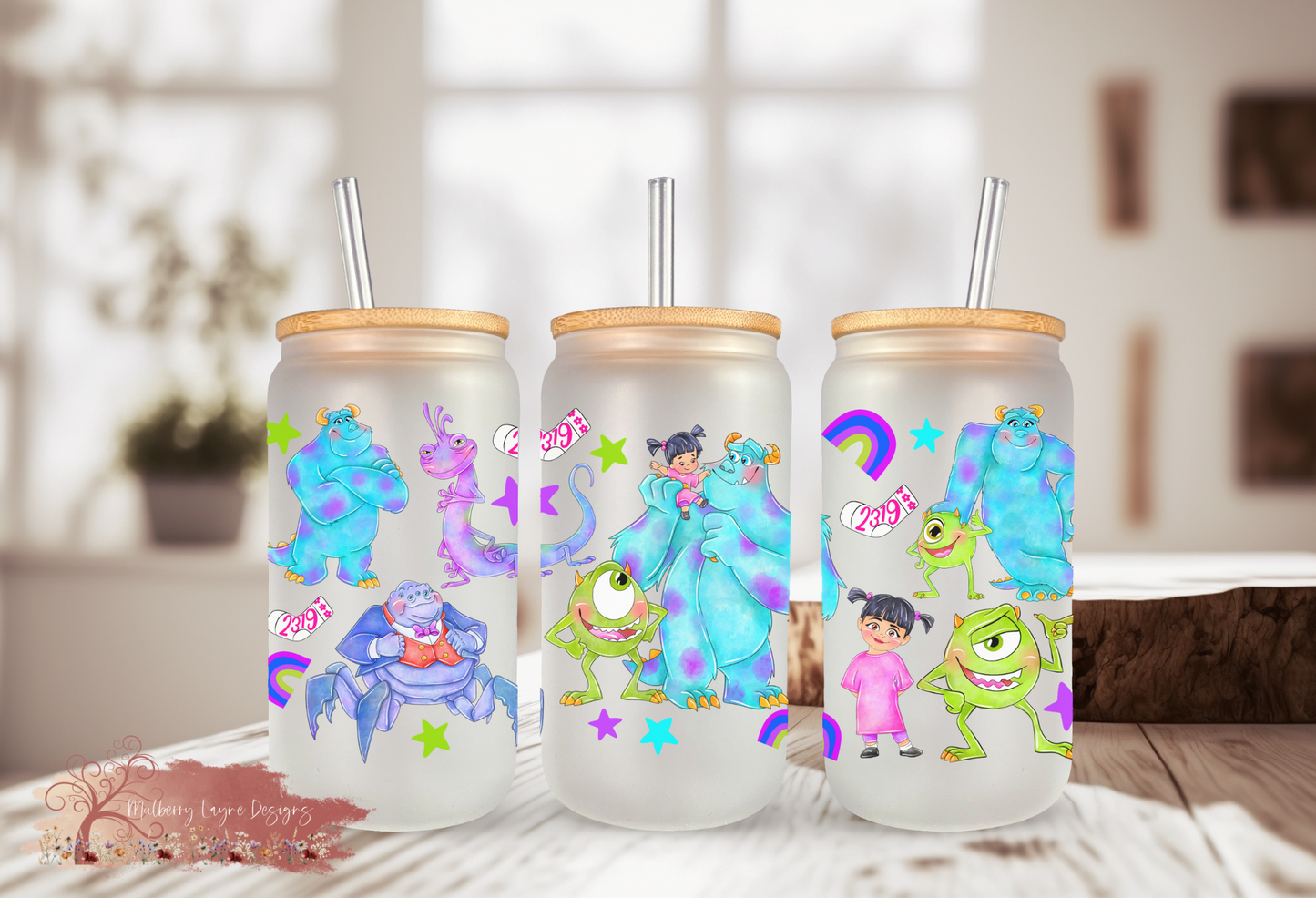 Cartoon Monster Frosted Glass