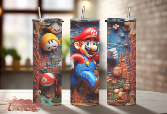 3D Video Game Mushroom Turtle Skinny Tumbler