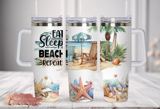 Eat Sleep Beach Repeat 40oz Tumbler