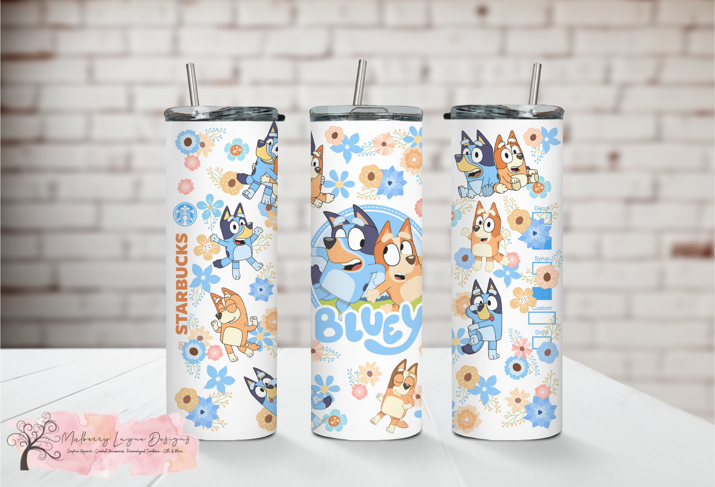 Blue Cartoon Dogs Skinny Tumbler