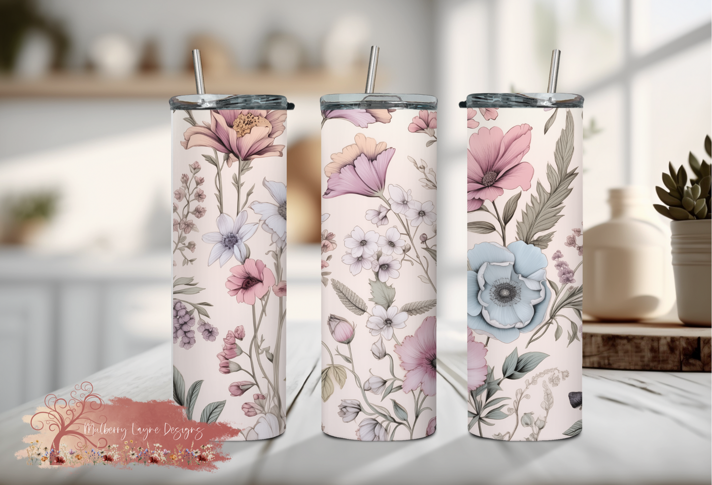 Soft Floral Skinny Tumbler