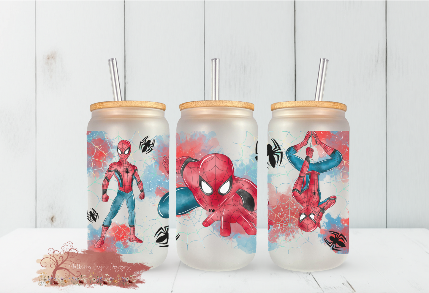 Spider Hero Frosted Glass | Glass Can