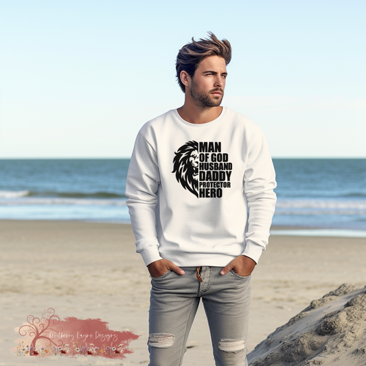 Man Of God Husband Daddy Protector Hero | Christian Sweatshirt