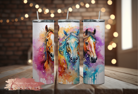 Watercolor Horses Skinny Tumbler