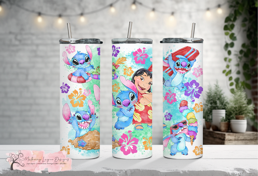 Blue Alien Beach Skinny Tumbler