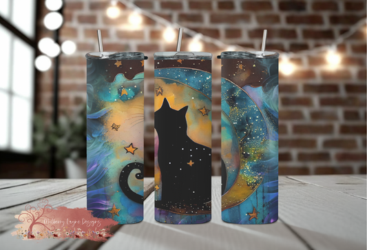 Moon And Black Cat Skinny Tumbler