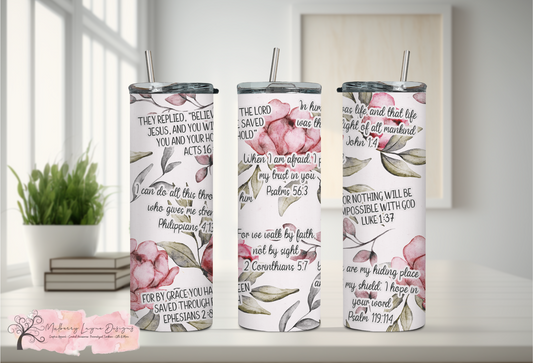 Bible Scriptures Motivational Skinny Tumbler