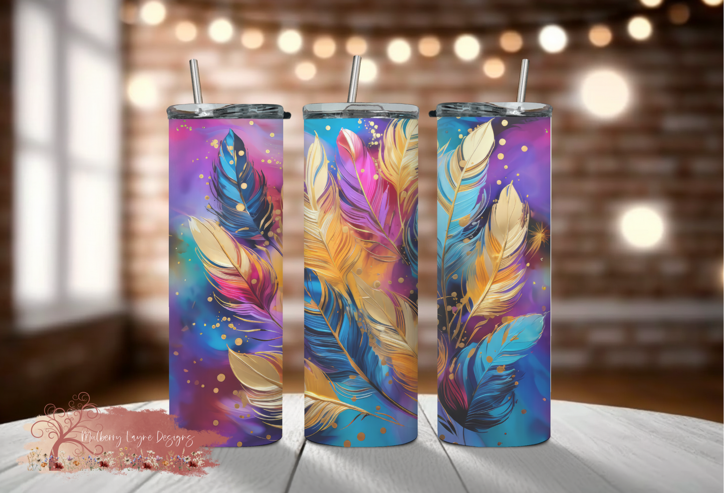 Bright  Feathers Skinny Tumbler