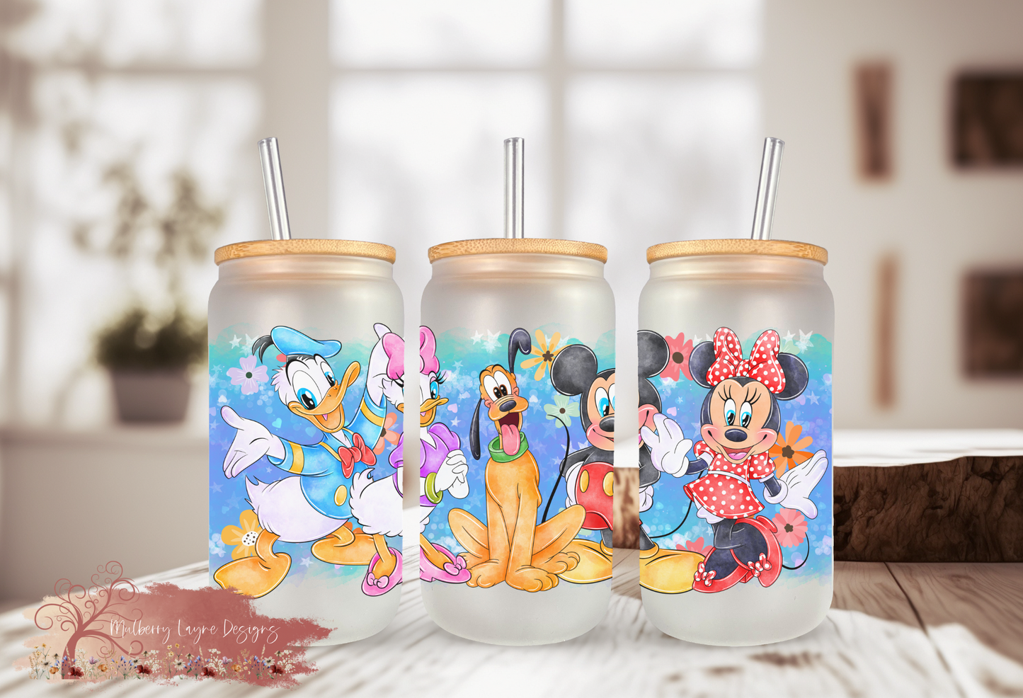 Mouse And Friends Frosted Glass | Glass Can