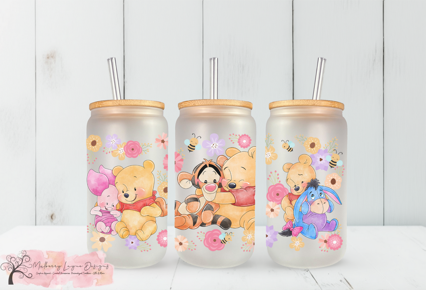 Nostalgic Honey Bear And Friends Frosted Glass Can