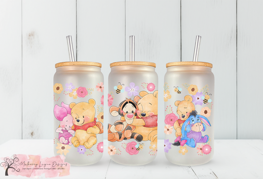 Nostalgic Honey Bear And Friends Frosted Glass Can