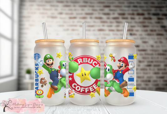 Video Game Brothers Frosted Glass Can