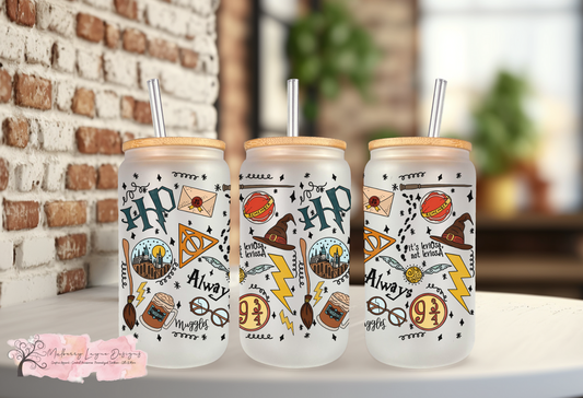 Potterhead Collage Frosted Glass | Glass Can