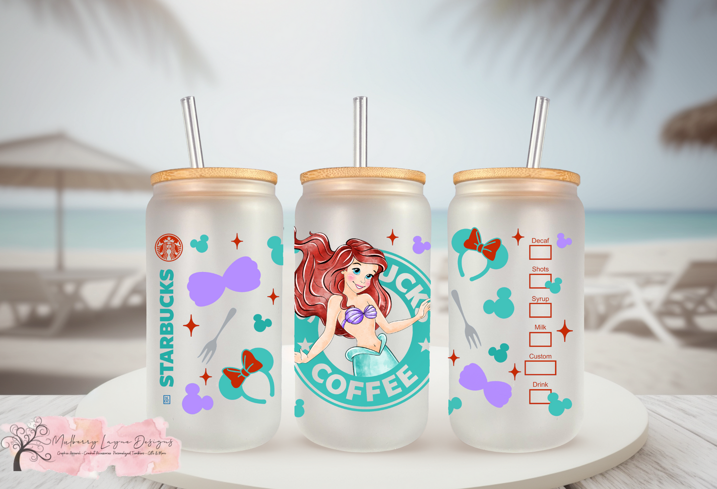 Under The Sea Mermaid Princess Frosted Glass Can