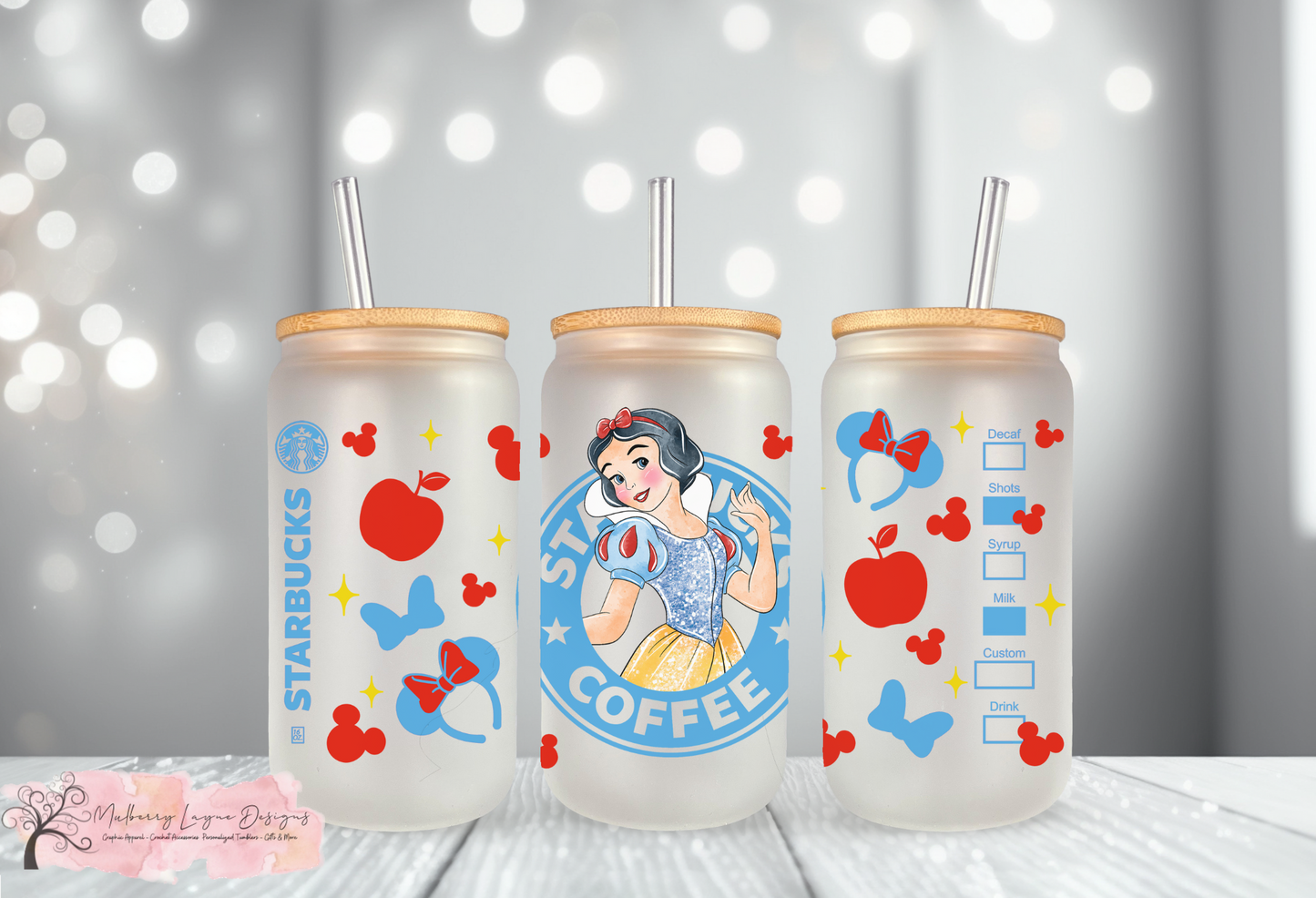 Princess Snow Frosted Glass Can