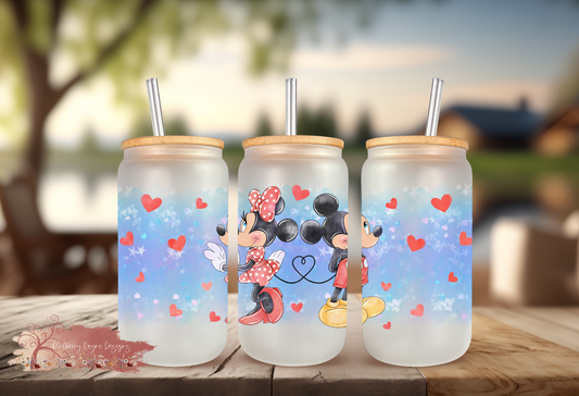 Girl & Boy Mouse Frosted Glass | Glass Can