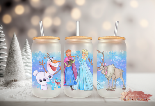 Ice Princess Frosted Glass Can