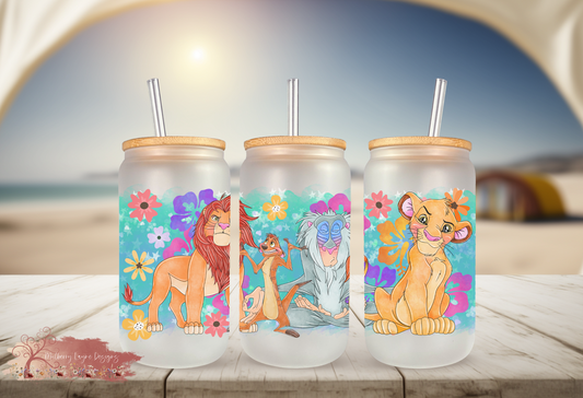 Lion Frosted Glass Can