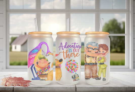 Adventure Is Out There Frosted Glass Can | Glass Can