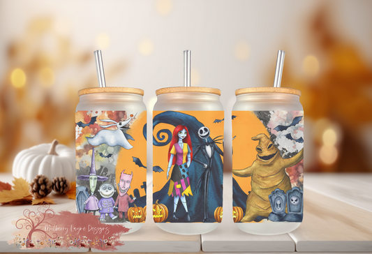 Jack & Sally Frosted Glass Can