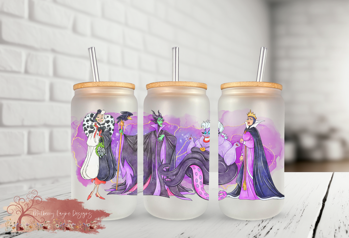 Princess Villains Frosted Glass Can