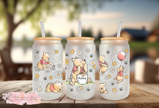 Nostalgic Honey Bear Frosted Glass Can