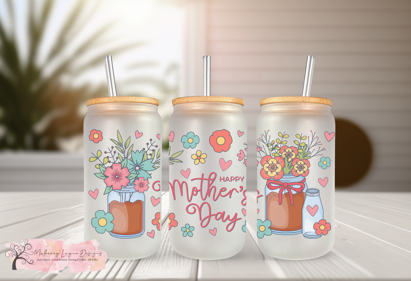 Happy Mother’s Day Frosted Glass Can