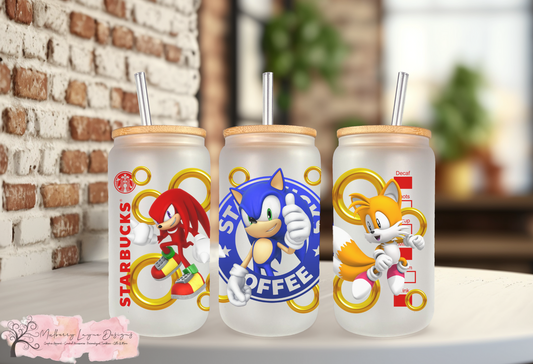 Cartoon Video Game Characters Frosted Glass Can