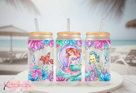 Under The Sea Princess Frosted Glass Can