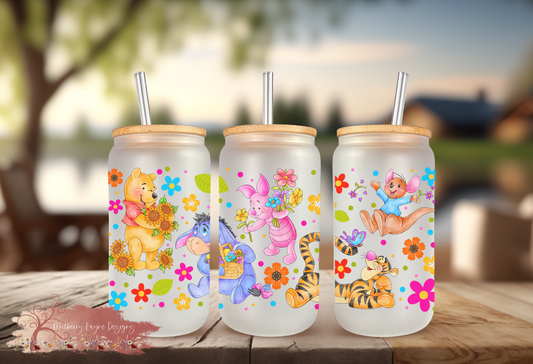 Nostalgic Bear And Friends Frosted Glass | Glass Can