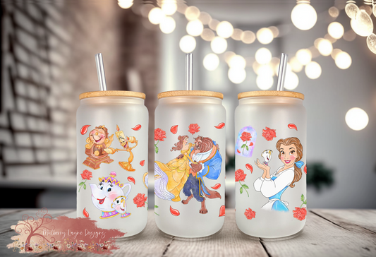 Beauty Princess Frosted Glass | Beast  Frosted Glass Can