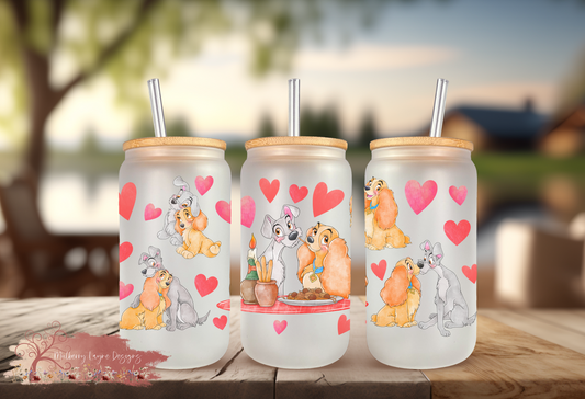 Dogs Lady  Frosted Glass | Glass Can