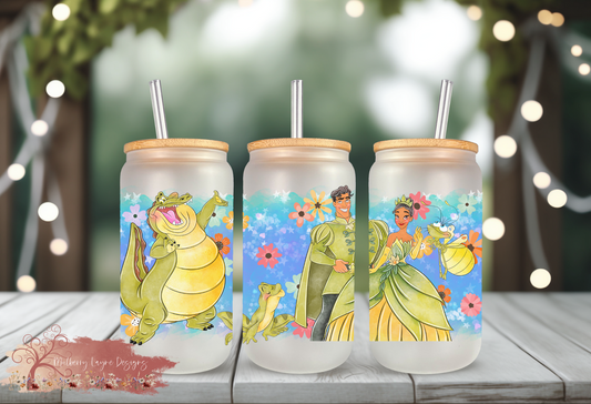 Princess & Frog Frosted Glass Can