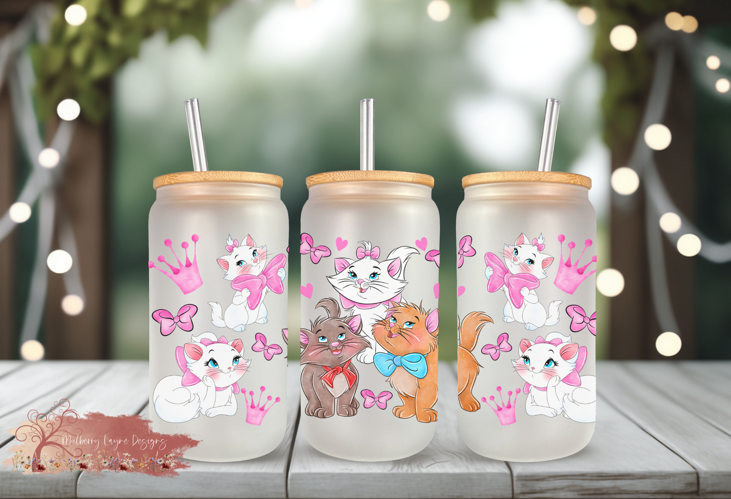 Marie The Cat Frosted Glass Can | Glass Can