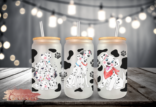 101 Dogs Frosted Glass | Glass Can