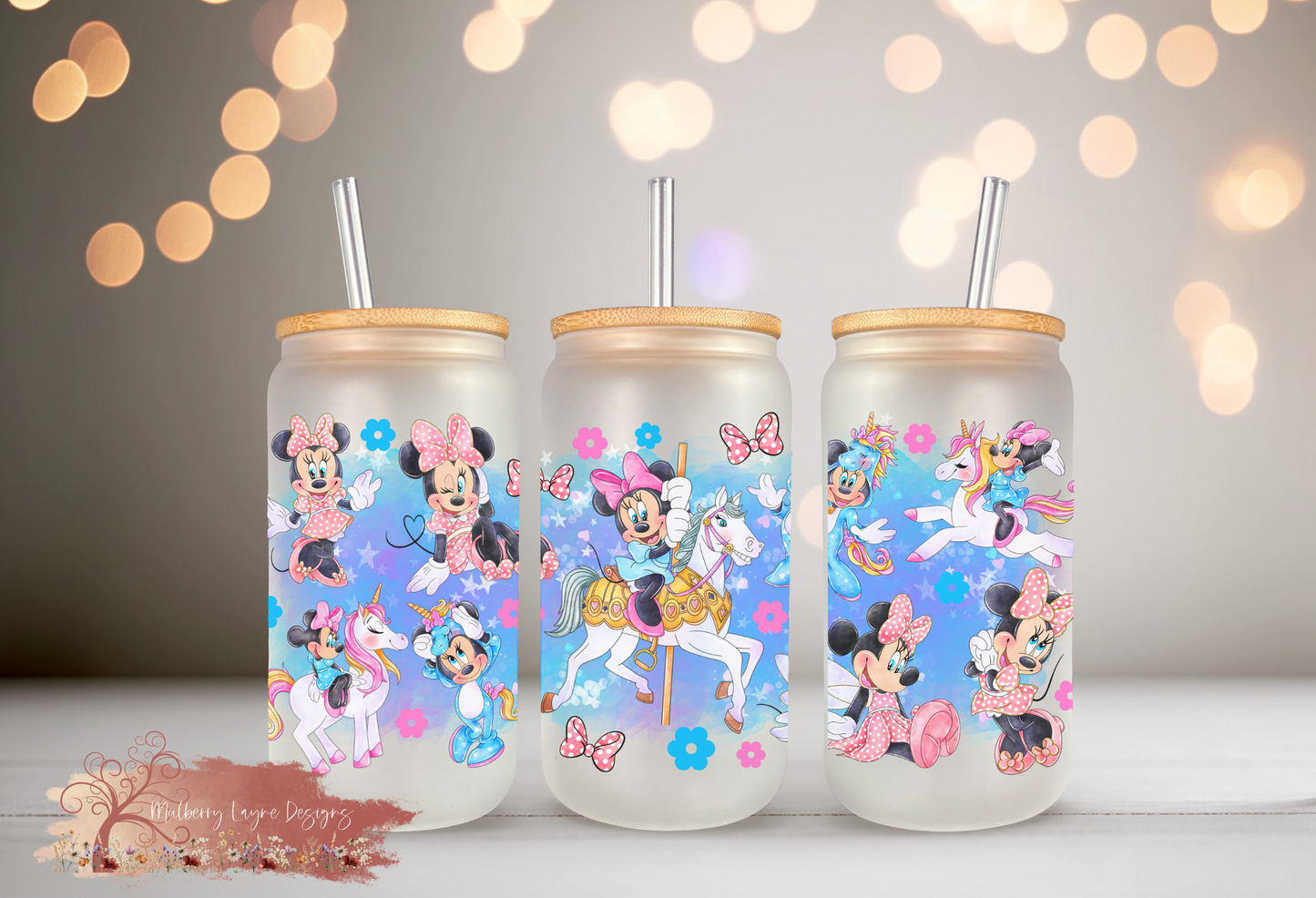 Girl Mouse & Carousel Frosted Glass