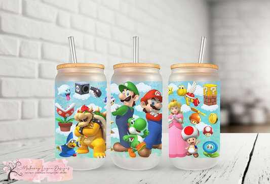 Video Game Characters Frosted Glass | Glass Can